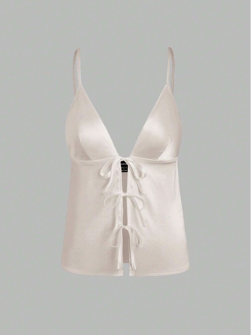 SHEIN Unity Women Summer Solid Color Front Tie Elegant Camisole Satin Cami Top